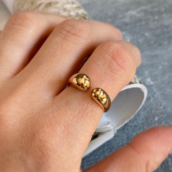 Adjustable Gold Ring 18k Gold Plated Geometric Ring - Picture 2 of 12